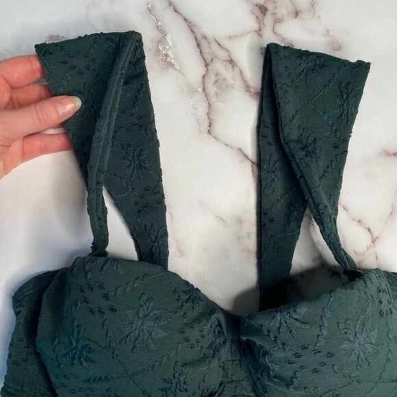 BEACH LIFE Green Embroidery Bandeau Bikini Top and Bottoms | Size: 36 - Picture 5 of 12